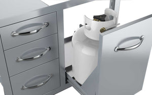 30" Flush Triple Drawer Propane Tank Drawer w/ Trash Bag Ring