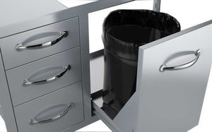30" Flush Triple Drawer Propane Tank Drawer w/ Trash Bag Ring