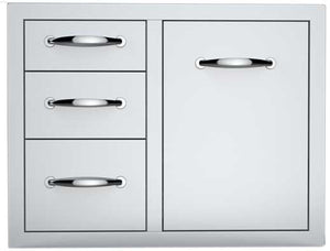 30" Flush Triple Drawer Propane Tank Drawer w/ Trash Bag Ring