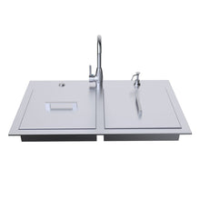 Load image into Gallery viewer, 37&quot; ADA Compliant Double Sink w/ Covers / Hot &amp; Cold Faucet / Soap Dispenser
