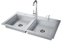 Load image into Gallery viewer, 37&quot; ADA Compliant Double Sink w/ Covers / Hot &amp; Cold Faucet / Soap Dispenser