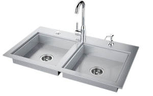 37" ADA Compliant Double Sink w/ Covers / Hot & Cold Faucet / Soap Dispenser