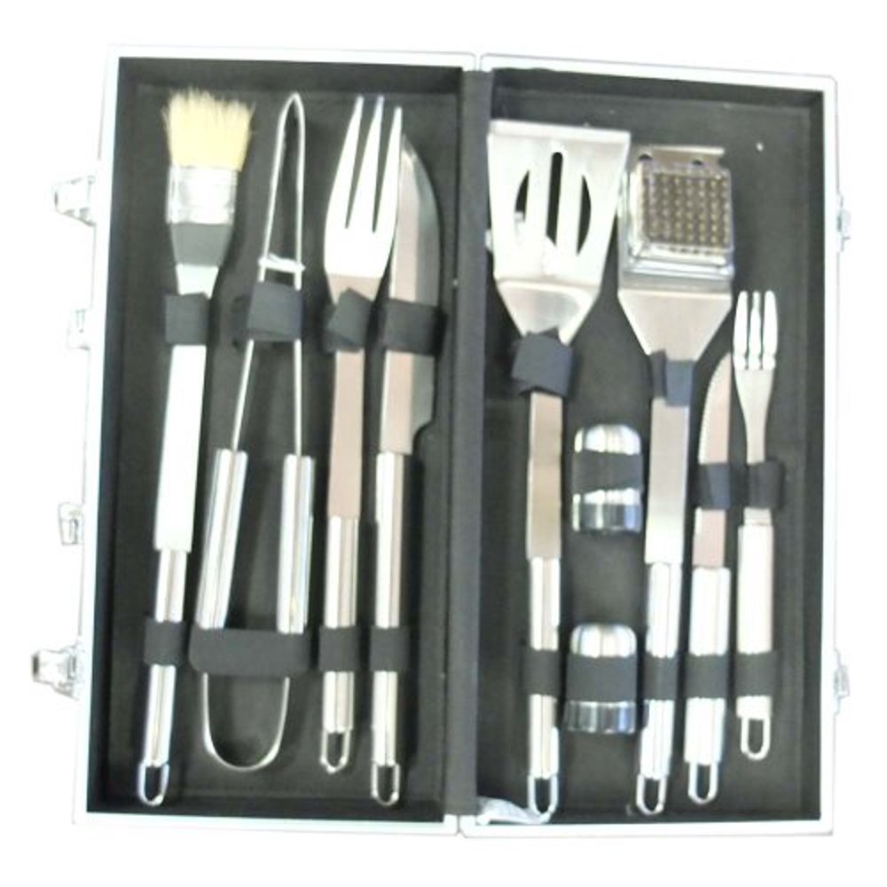 10 Piece Stainless Steel BBQ Tool Set w/ Carry Cases