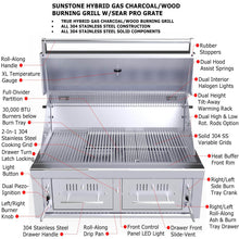 Load image into Gallery viewer, Sunstone Emerald 42&quot; Dual Zone Gas-Hybrid Charcoal/Wood Burning Grill