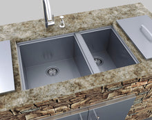 Load image into Gallery viewer, 34&quot; x 12&quot; Over/Under Double Basin Sink w/ Covers &amp; 2 Sink Drains