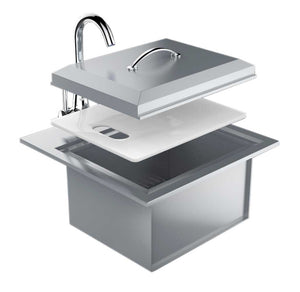 21" Premium Sink w/ Hot & Cold Faucet / Soap Dispenser / Sink Grid / Cutting Board