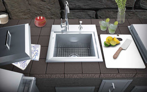 21" Premium Sink w/ Hot & Cold Faucet / Soap Dispenser / Sink Grid / Cutting Board