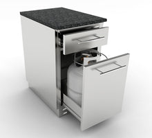 Load image into Gallery viewer, 18&quot; Combo Propane / Trash Drawer Cabinet w/ Top Drawer