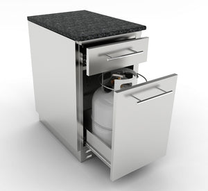 18" Combo Propane / Trash Drawer Cabinet w/ Top Drawer