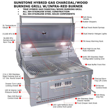 Load image into Gallery viewer, Sunstone 30” Gas-Hybrid Single Zone Charcoal/Wood Burning Grill w/ IR