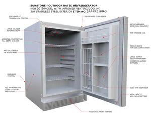 21" Outdoor Rated Refrigerator w/ Enlarged Front Venting Fan & Compressor
